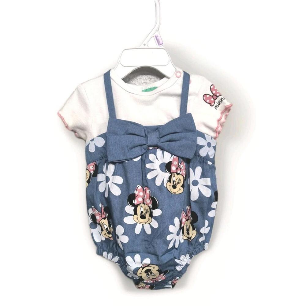 Nwt Disney Baby Girls Minnie Mouse Bubble Romper 2 Piece Set Size 6-9 Months